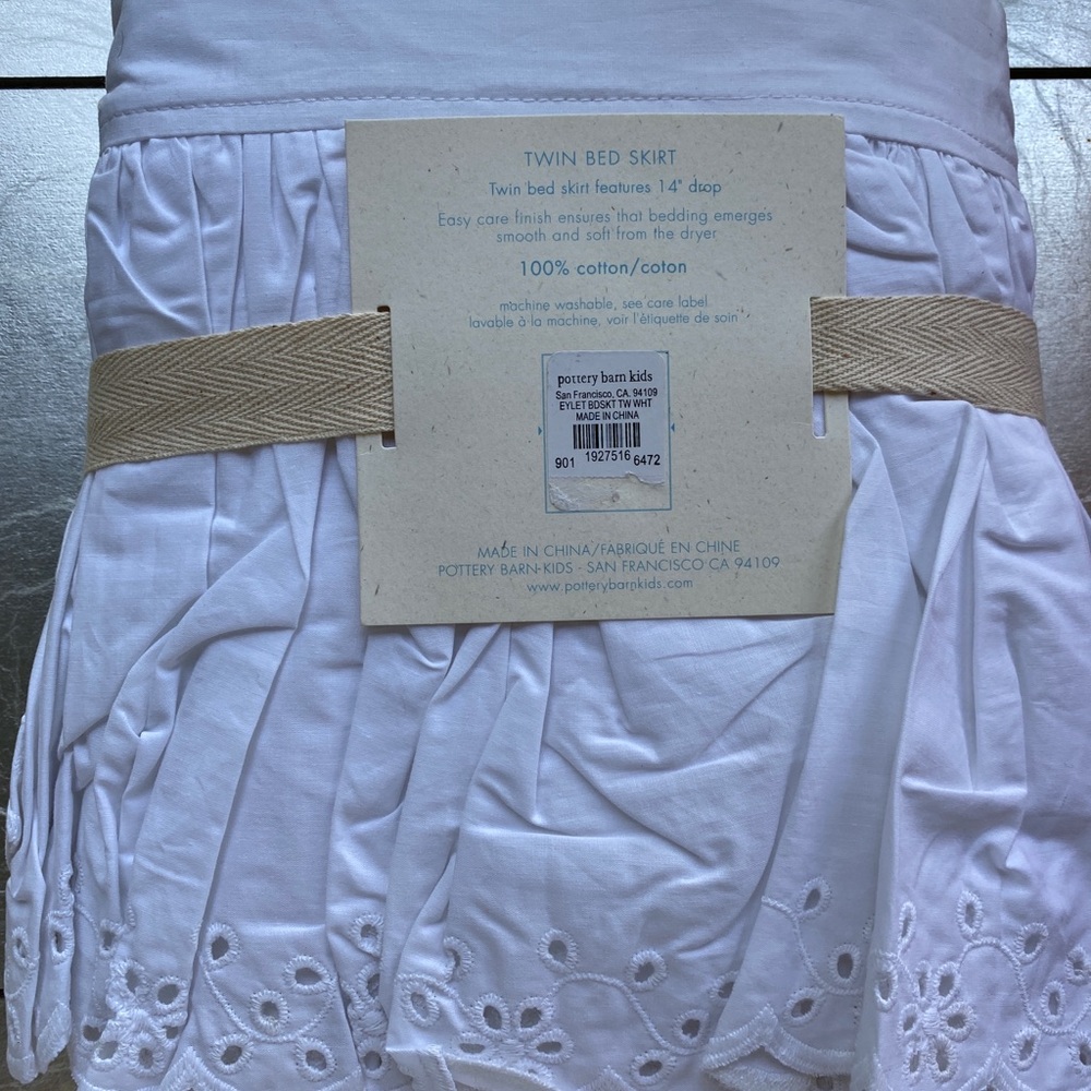 NWT Pottery Barn kids twin-size white eyelet bedskirt